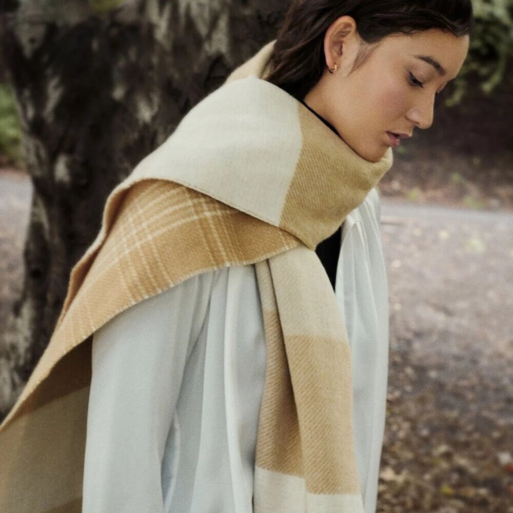 Club Monaco Thisbee Plaid Wool Scarf - Picture 5 of 5